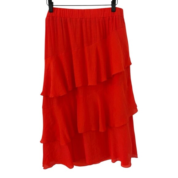 Nanette Lepore Pull on Skirt Women's  Size Large Layered Ruffle Tiers Red Flowy - Picture 1 of 11